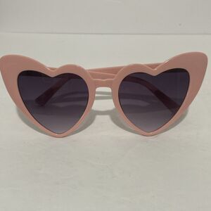 Pink Heart Sunglasses Plastic Standard Size Hombre Dark Lenses